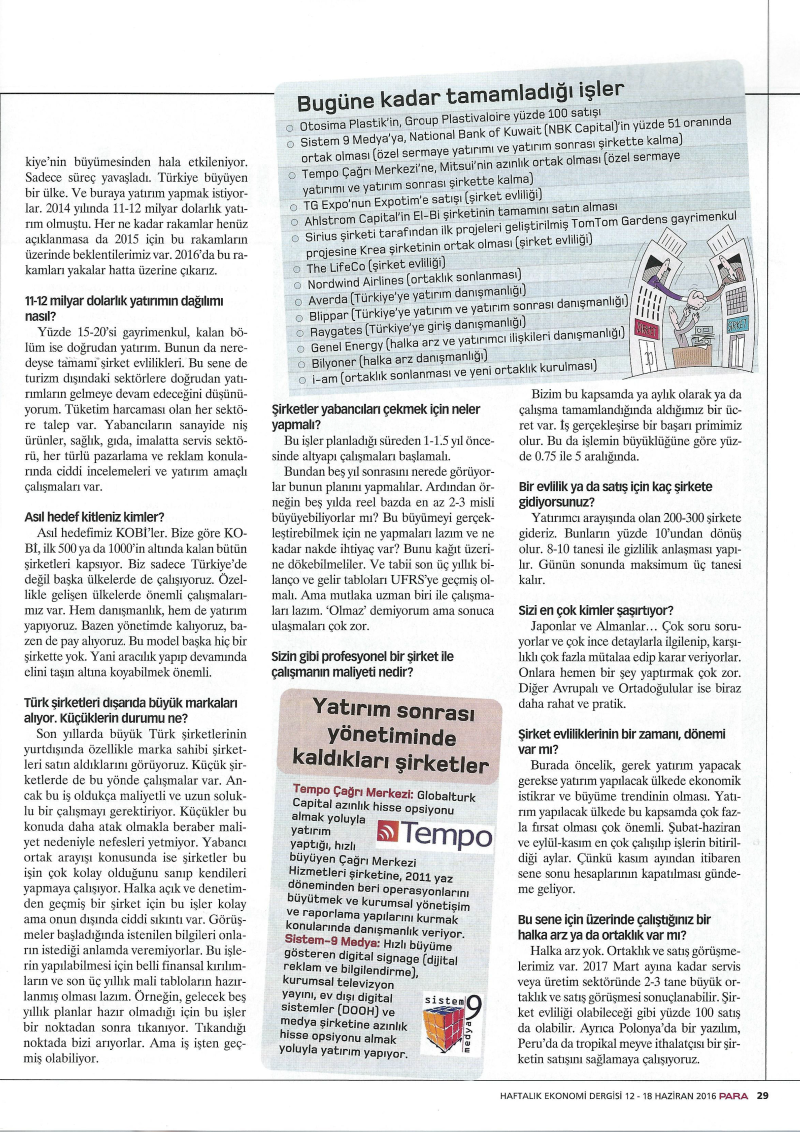 2016'da En Az 10-11 Milyar Dolarlık Satın Alma Olur | Para Dergisi